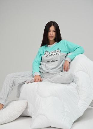 Женская пижама со штанами nicolette три котика - велюр 87125