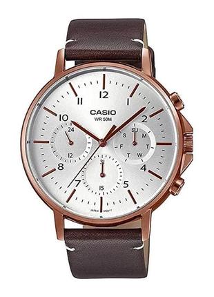 Чоловічий годинник casio classic mtp-e321rl-5avdf, коричневий з білим