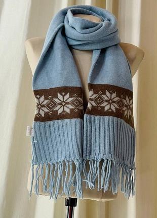 Шикарний шерстяний широкий подвійний шарф палантин