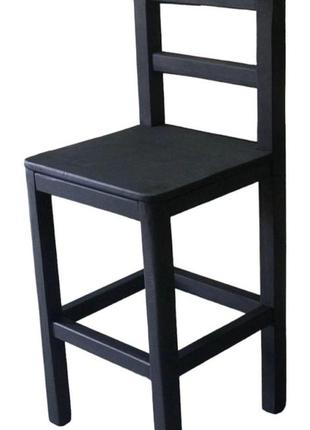 Дерев'яний барний стілець 80 см зі спинкою для кухні, кафе, барів, ресторанів фарбований чорний1 фото