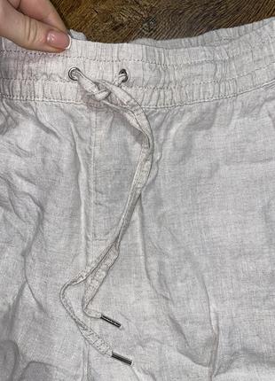 Бежевые льняные брюки льняные брюки на ризке брюки брючины трубы из льна h&amp;m льняное брюки льняное брюки кэжуал войлочное штаны с вльная3 фото