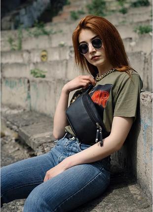 Сумка на пояс (бананка)  tirso mto чорна з ременем з pu шкіри