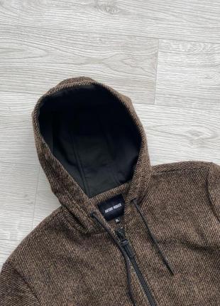 Шерстяная куртка соп худи antony morato wool full sleeve self design hooded jacket brown/black4 фото