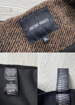 Шерстяна куртка зіп худі antony morato wool full sleeve self design hooded jacket brown/black9 фото