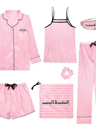 Жіноча піжама набір 6 в 1 розмір рожевий