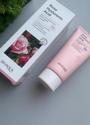 Пінка для вмивання з екстрактом рози та гіалуронової кислоти bioaqua rose hyaluronic acid cleanser, 100 мл