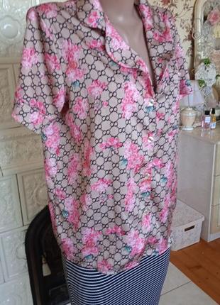 Сорочка для сну кофта блуза верх від піжами атлас4 фото