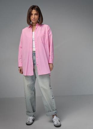 Удлиненная рубашка женская на пуговицах