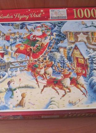 Пазлы "ravensburger" 1000 шт. " santas flying visit " некомплект.