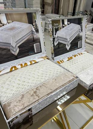 Новинка 🦋бархатная скатерть с кружевом 😍