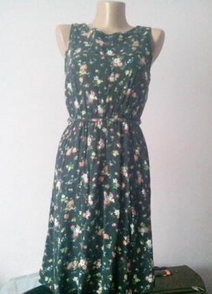 Яркое хлопковое платье цветочный принт6 фото