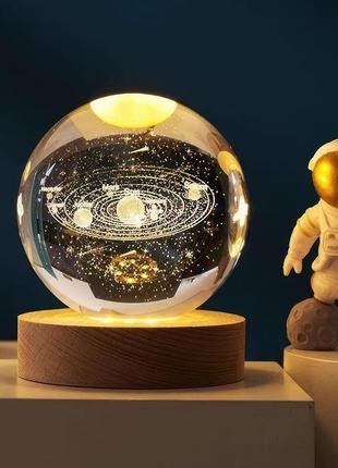 Декоративный 3d ночник хрустальный шар "солнечная система", декоративная ночная лампа 3d