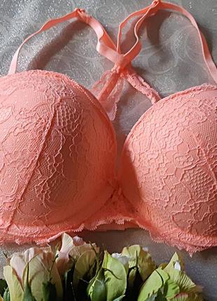 😻😻😻  коралловый кружевной бюстгальтер топ