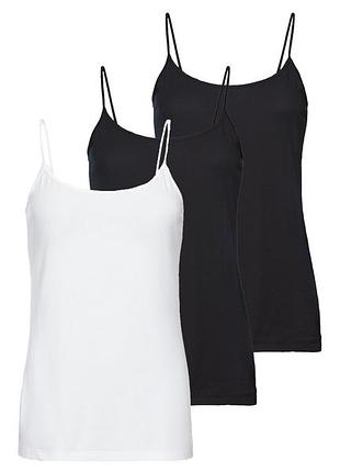 Майка бельевая хлопковая набор 3 шт. для женщины esmara 381924 m черный, белый