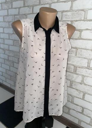 Шикарная шифоновая блуза в птичках бренд dorothy perkins