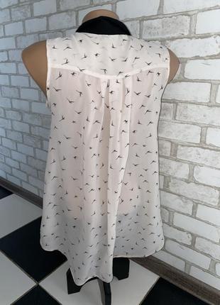 Шикарная шифоновая блуза в птичках бренд dorothy perkins3 фото