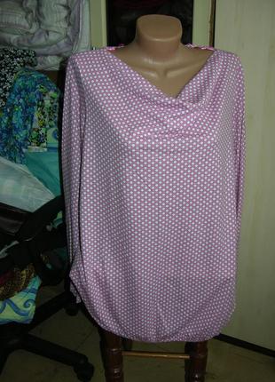 Красивая нежная блуза в горошек 44/46 и 48/50 евро3 фото