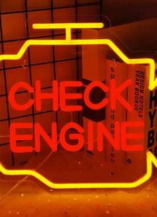 Неонова led вивіска check engine для сто з ремонту авто 40x30см1 фото
