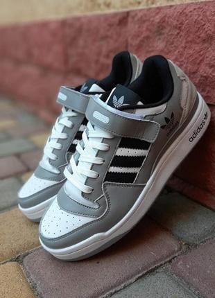 Чоловічі кросівки adidas forum low white grey адідас форум білого з сірим кольорів