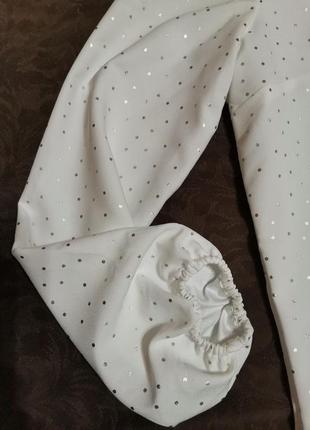 Ошатна біла блузка в золотий горошок5 фото