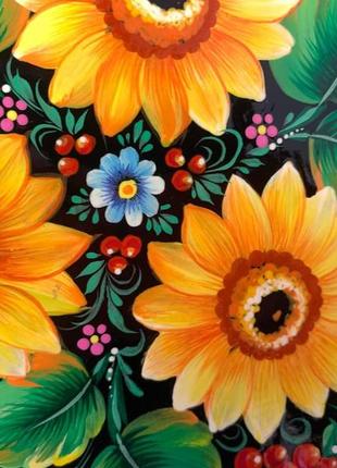 Тарелка деревяная расписная, тарелка декоративная, тарелка с росписью 