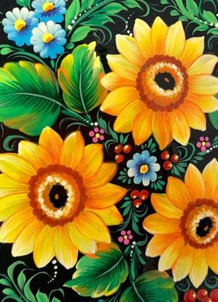 Тарелка деревяная расписная, тарелка декоративная, тарелка с росписью 