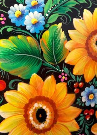 Тарелка деревяная расписная, тарелка декоративная, тарелка с росписью 