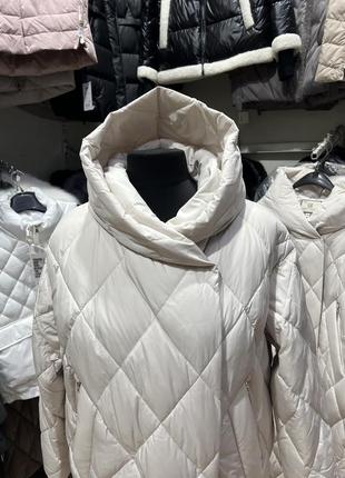 Пуховик пальто батал р. 46-54(на 50-58) великі розміри молочний