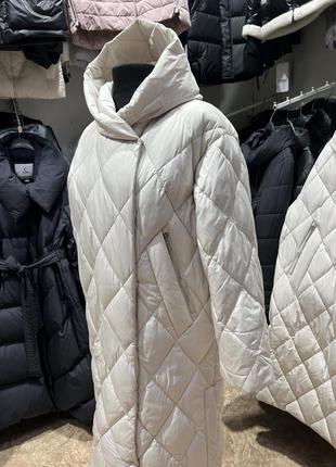 Пуховик пальто батал р. 46-54(на 50-58) великі розміри молочний