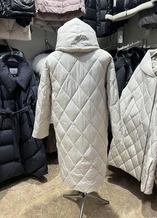 Пуховик пальто батал р. 46-54(на 50-58) великі розміри молочний