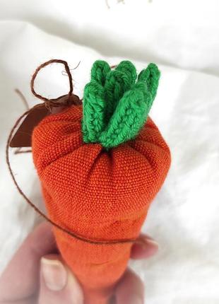 Морквина, текстильний пасхальний декор, сувенір ручної роботи, іграшка овоч морква2 фото