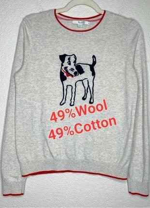 Стильний светр сірого кольору з вишитим малюнком собаки boden, оригінал, блискавичне надсилання