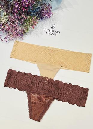 Набор 2шт victorias secret трусики стринги комплект виктория сикрет6 фото