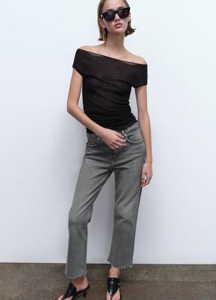 Джинси trf cropped flare з високою посадкою zara