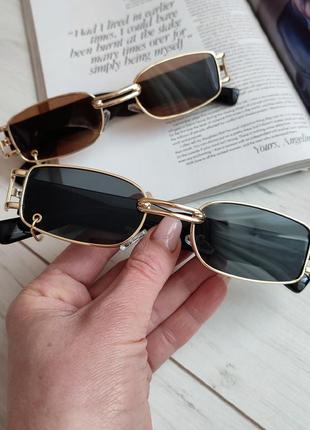 Окуляри з пірсингом, сонячні жіночі окуляри, прямокутні з кільцем якісні4 фото