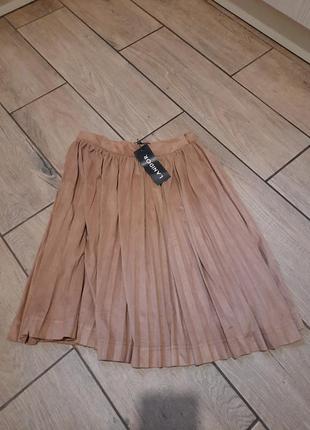Юбка бежевая, плиссе, новая,s,m