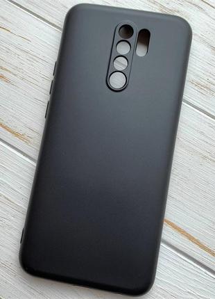 Силиконовый чехол silicone case full для xiaomi redmi 9 черный (бампер)