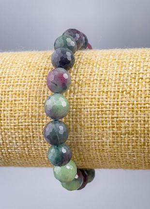 Браслет цоїзіт натуральний камінь гранована кулька d-10мм+- l-18см (стрейч)