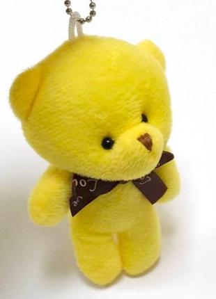 Брелок на рюкзак, сумку, ключі ведмедик м'який плюшевий. іграшка-брелок ведмедик тедді жовтий 11 см2 фото