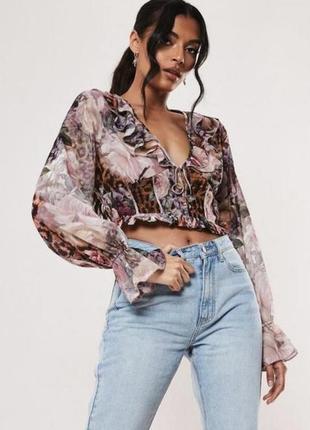 Гарненька шифонова вкорочена блузка missguided uk8/eir36/us4