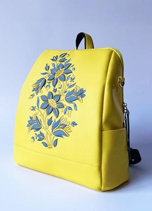 Яркий желтый рюкзак сумка 2в1 формата а4 украигский бренд alba soboni