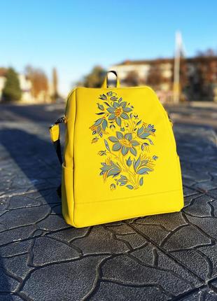 Яркий желтый рюкзак сумка 2в1 формата а4 украигский бренд alba soboni6 фото