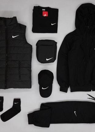 Комплект 6в1 nike жилетка + костюм + футболка + месенджер + кепка + шкарпетки