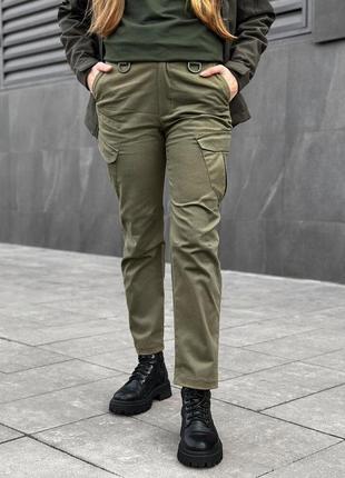 Демисезонные тактические брюки карго хаки для женщин pobedov tactical v2 женские1 фото