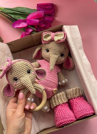 Набір вʼязаних іграшок «слоники»/ амігурумі