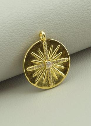 Кулон фианит 20х20 (позолота 18к (лимонная))