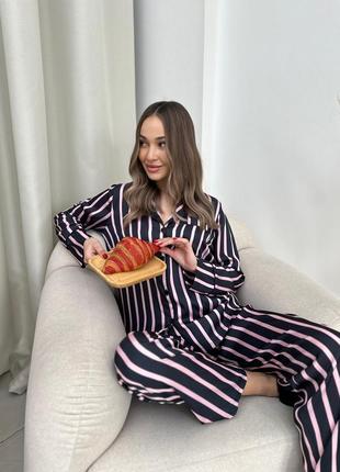 Піжама. шовкова піжама з кантом сорочка + штани