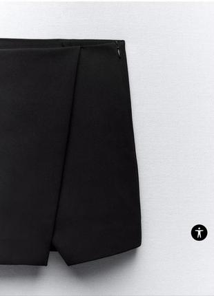 Черная юбка-шорты на запах,короткая юбка-шорты из новой коллекции zara размер м3 фото