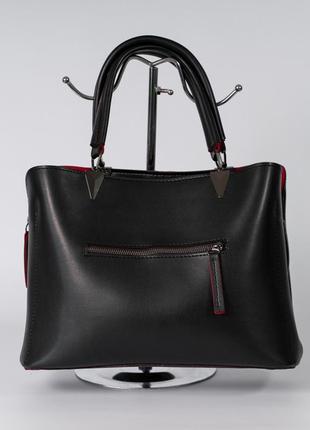 Жіноча сумка чорна з червоним сумка классична сумка базова сумка тоут ділова сумка3 фото