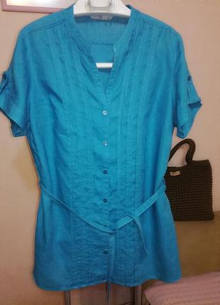 Льняная блуза рубашка tu, р.14